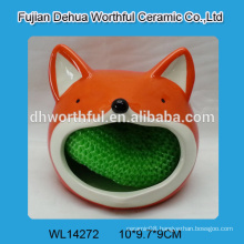 2016 new arrival ceramic sponge holder in fox shape for kitchen